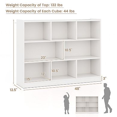 8 Cube Bookcase 3 Tier Open Storage Shelf Floor Standing Display Cabinet