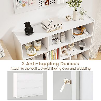 8 Cube Bookcase 3 Tier Open Storage Shelf Floor Standing Display Cabinet