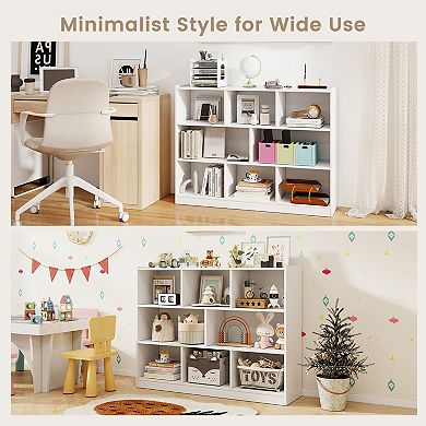 8 Cube Bookcase 3 Tier Open Storage Shelf Floor Standing Display Cabinet