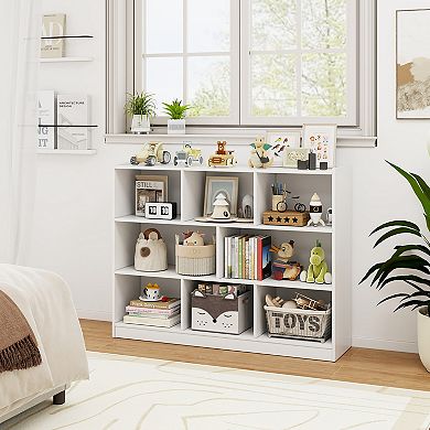 8 Cube Bookcase 3 Tier Open Storage Shelf Floor Standing Display Cabinet