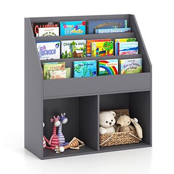 Kids Bookshelf and Toy Storage Organizer Wooden Bookcase Cabinet