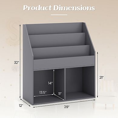 Kids Bookshelf and Toy Storage Organizer Wooden Bookcase Cabinet