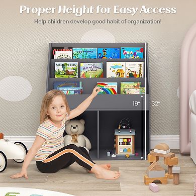 Kids Bookshelf and Toy Storage Organizer Wooden Bookcase Cabinet