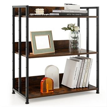 Industrial Bookshelf with Adjustable Shelves Open Storage Display Rack