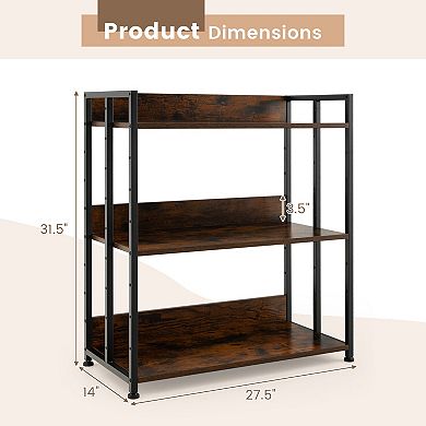 Industrial Bookshelf with Adjustable Shelves Open Storage Display Rack