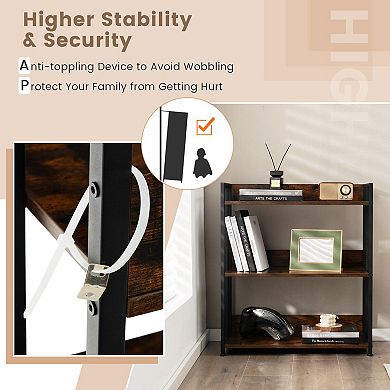 Industrial Bookshelf with Adjustable Shelves Open Storage Display Rack
