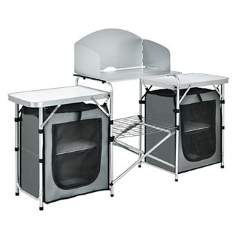 Folding Camping Table with Storage Organizer and Side Tables