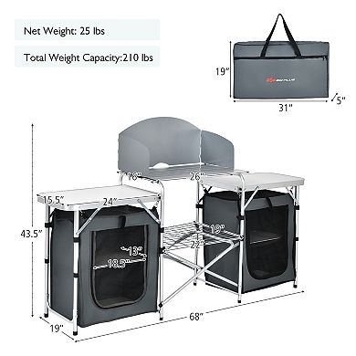 Folding Camping Table with Storage Organizer and Side Tables