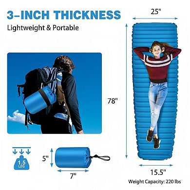 Inflatable Camping Sleeping Pad Waterproof 3 Inch Air Mattress
