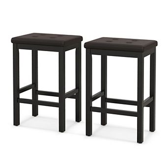 Counter Height Bar Stools with Padded Seat Footrest and Rubber Wood Frame
