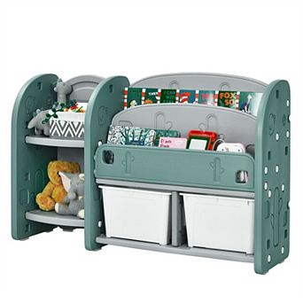Kids Toy Storage Organizer with 2 tier Bookshelf and Plastic Bins