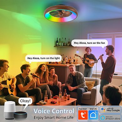 C Cattleya 20-Inch Dimmable LED RGB Smart Ceiling Fan with Light and Voice/App/Remote Control