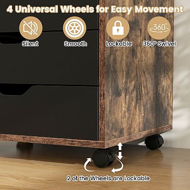 5 Drawer Mobile File Cabinet Rolling Storage Cabinet for Home Office