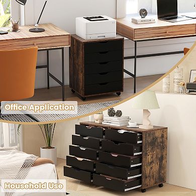 5 Drawer Mobile File Cabinet Rolling Storage Cabinet for Home Office