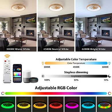 C Cattleya 20-Inch Dimmable LED RGB Smart Ceiling Fan with Light and Voice/App/Remote Control