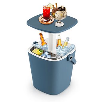 Portable Cooler Bar Table 3 in 1 Patio Ice Bucket Side Table
