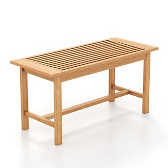 Patio Coffee Table 36 Inch Rectangular Teak Wood Outdoor Side Table