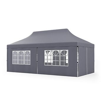 Pop Up Canopy Tent 10 x 20 Ft With 6 Sidewalls Carry Bag