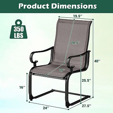 Patio Dining Chairs Set of 2 with 15 Degree Rocking and Quick Dry Fabric
