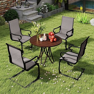 Patio Dining Chairs Set of 2 with 15 Degree Rocking and Quick Dry Fabric