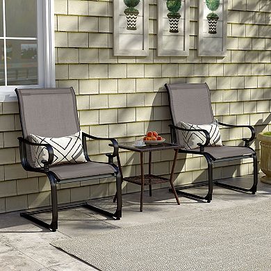 Patio Dining Chairs Set of 2 with 15 Degree Rocking and Quick Dry Fabric