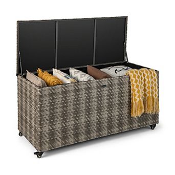 96 Gallon Outdoor Storage Box with Wheels and Waterproof Liner