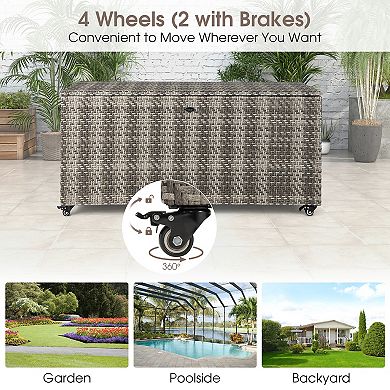 96 Gallon Outdoor Storage Box with Wheels and Waterproof Liner