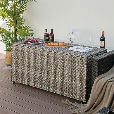 96 Gallon Outdoor Storage Box with Wheels and Waterproof Liner