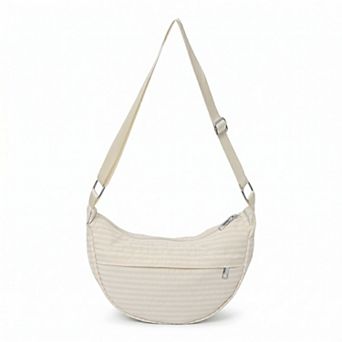 Plaid Nylon Crescent Shoulder Bags with Adjustable Strap Lightweight Casual Crossbody Bag