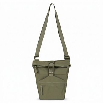 Water Resistant Nylon Crossbody Bucket Bag Adjustable Strap Multi Pocket Everyday Travel Bag