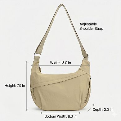 Nylon Crossbody Bag with Adjustable Strap Lightweight Shoulder Sling Bag with Zip Pockets