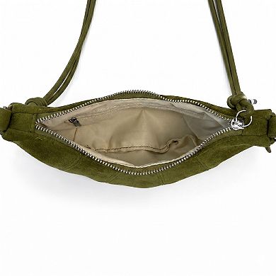 Soft Faux Suede Crossbody Shoulder Bag Adjustable Strap Compact Everyday Crescent Purse