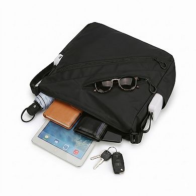 Large Nylon Crossbody Messenger Bag Adjustable Strap Multi Pocket Everyday Shoulder Bag