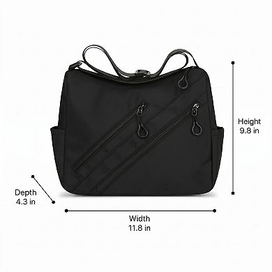 Large Nylon Crossbody Messenger Bag Adjustable Strap Multi Pocket Everyday Shoulder Bag