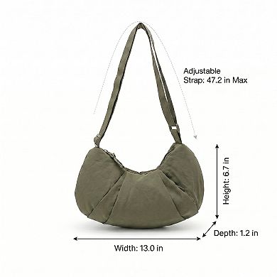Lightweight Nylon Crescent Crossbody Bag Adjustable Strap Casual Everyday Shoulder Bag