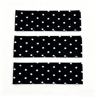 Women's Polka Dot Stretch Headbands 3 Pack Soft Cotton Hair Bands Wide Headwrap for Daily Wear