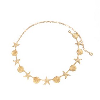 Women's Starfish and Shell Metal Waist Chain Adjustable Beach Body Belt Ocean Style Waist Jewelry