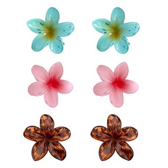 Women's Flower Hair Clips Set 6 Pack Colorful Floral Claw Clips Small Hair Accessories