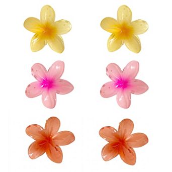 Women's Flower Hair Clips Set 6 Pack Colorful Floral Claw Clips Small Hair Accessories