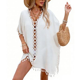 Women's Hollow Out V Neck Sleeveless Beach Cover Up Dress