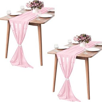2 Pack Chiffon Table Runner, Sheer Fabric, Rustic Party & Wedding Decor
