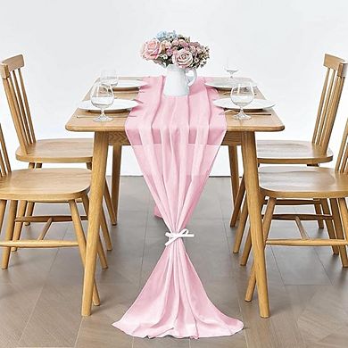 2 Pack Chiffon Table Runner, Sheer Fabric, Rustic Party & Wedding Decor