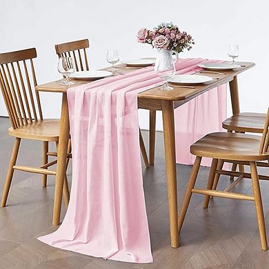 2 Pack Chiffon Table Runner, Sheer Fabric, Rustic Party & Wedding Decor