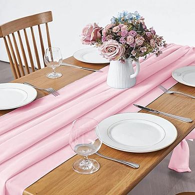 2 Pack Chiffon Table Runner, Sheer Fabric, Rustic Party & Wedding Decor