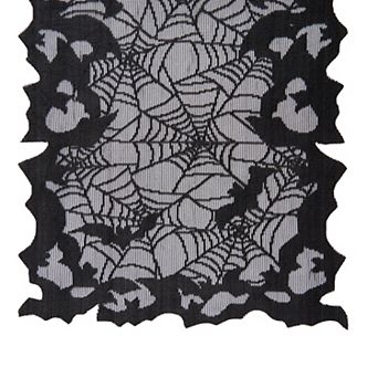 Bats & Web Lace Halloween Table Console Runner