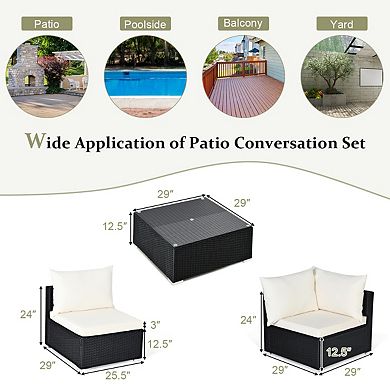 Costway 7PCS Patio Wicker Sofa Set Sectional Conversation Furniture Set Garden