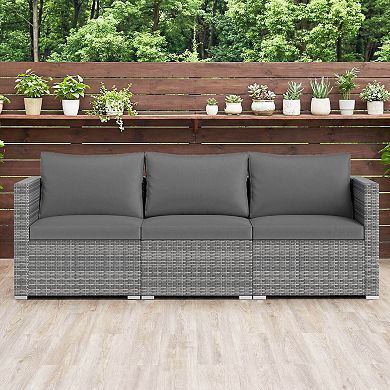 Costway 3PCS Patio Sectional Sofa Set, PE Rattan Modular Couch Furniture Set with Cushions