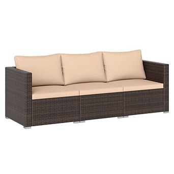 Costway 3 pc Patio Sectional Sofa Set, PE Rattan Modular Couch Furniture Set with Cushions