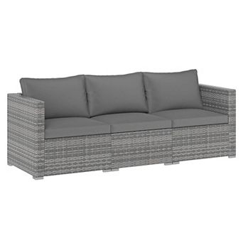 Costway 3 pc Patio Sectional Sofa Set, PE Rattan Modular Couch Furniture Set with Cushions
