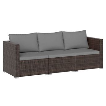 Costway 3 pc Patio Sectional Sofa Set, PE Rattan Modular Couch Furniture Set with Cushions